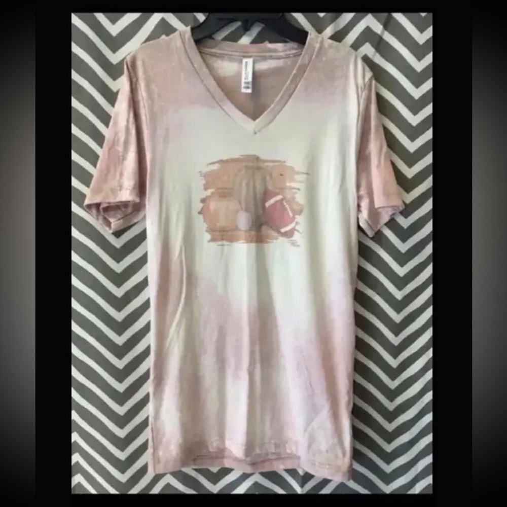 Bella Canvas Pink Short Sleeve Tee Football Graphic